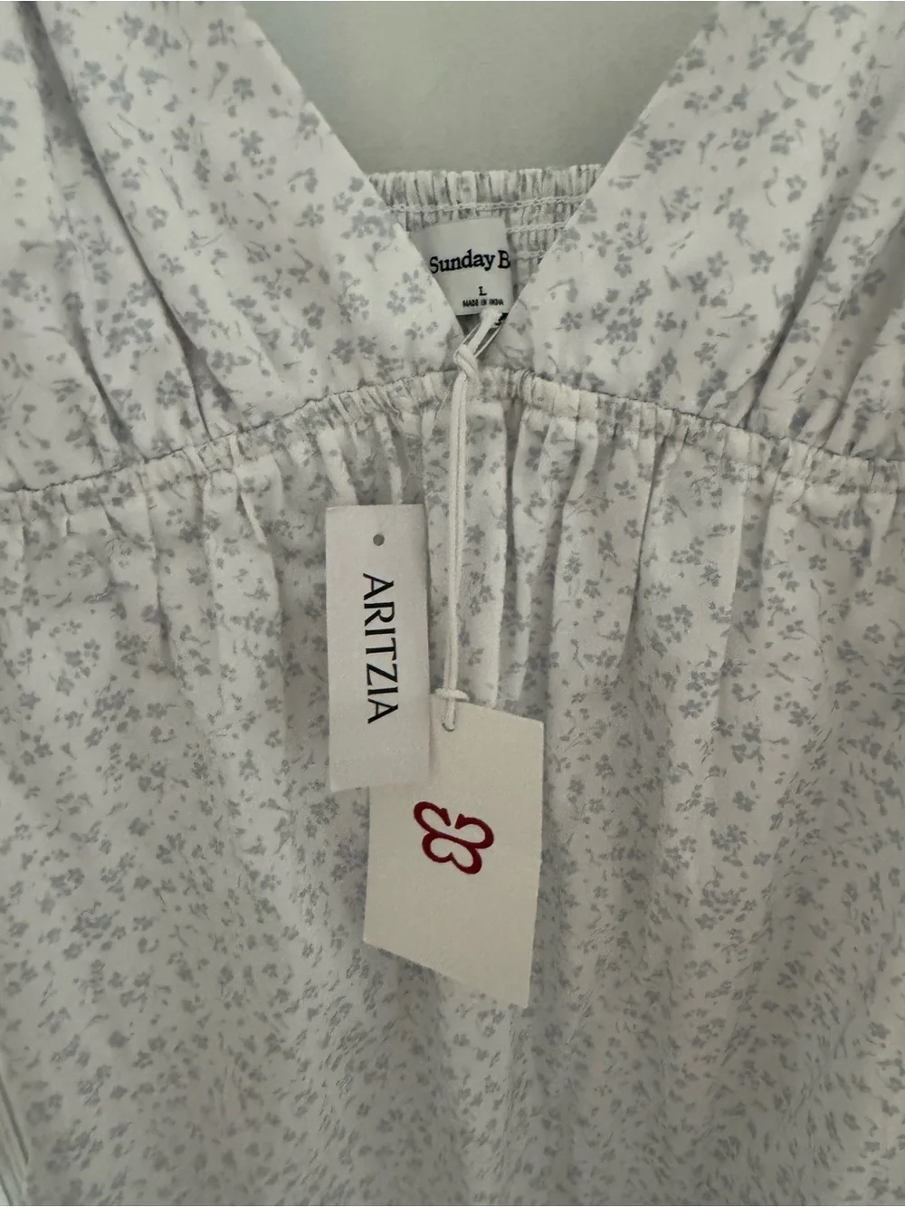 Aritzia White Mini Floral V-Neck Sundress - Picture 2 of 3